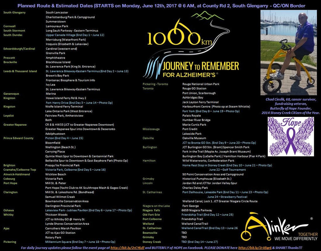 Een 1000-km Cross-Ontario Journey to Remember - voor Alzheimer